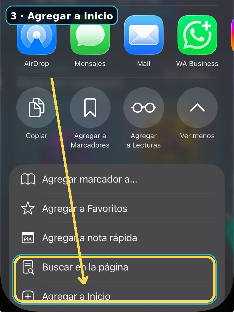 Paso 3: seleccionar Agregar a Inicio