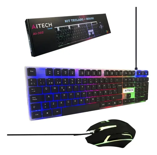Combo Teclado Gamer Aitech RGB Con Cable