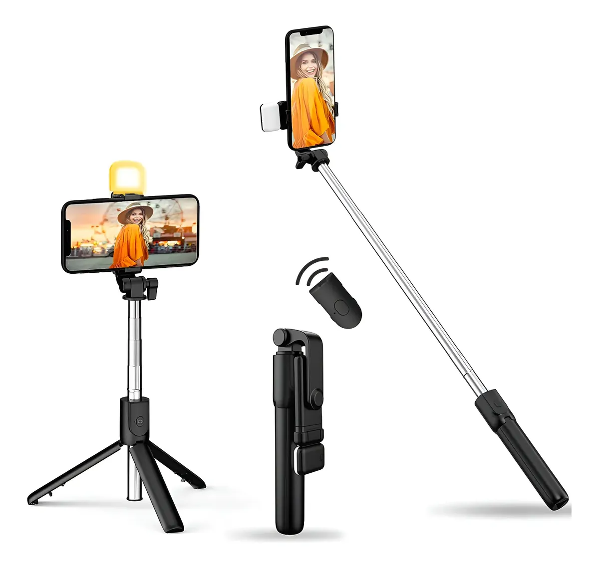 Tripode Selfie Stick Con Control Doble Luz R16D