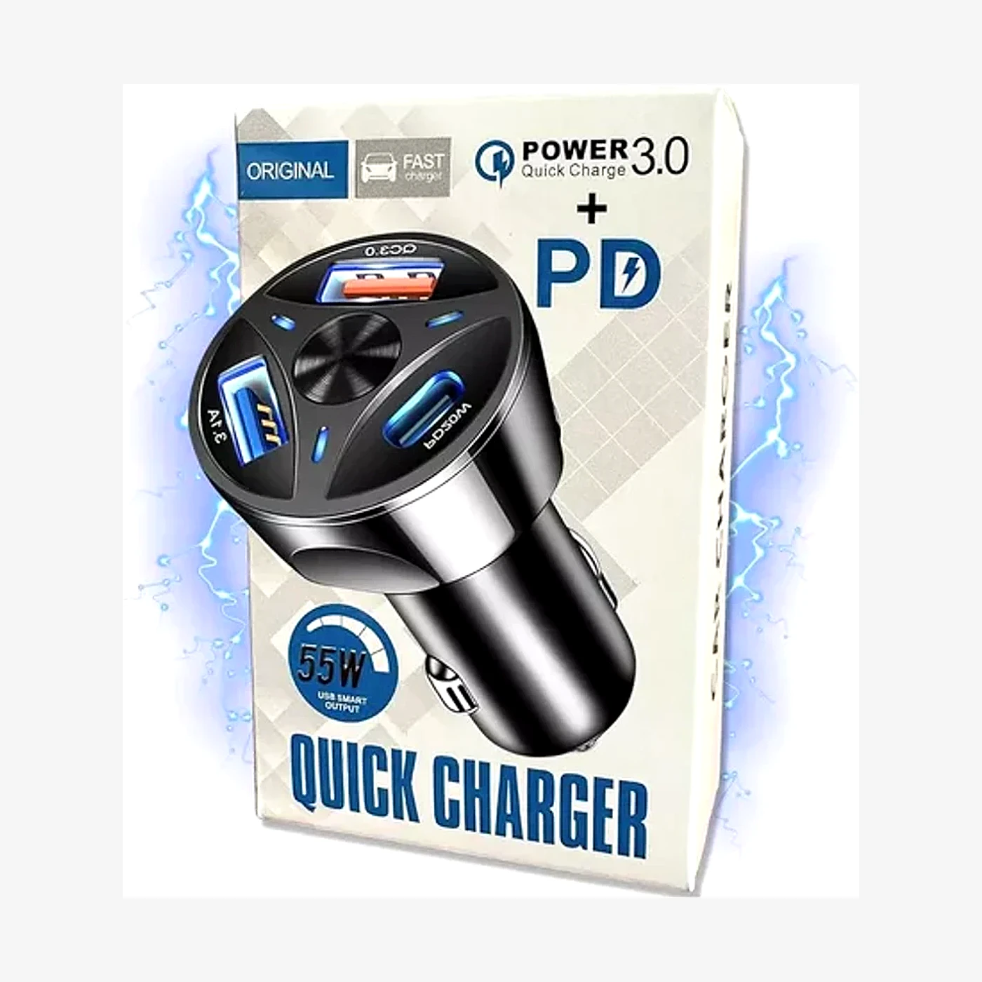 Cargador Para Auto Power 3.0 + Pd 55W