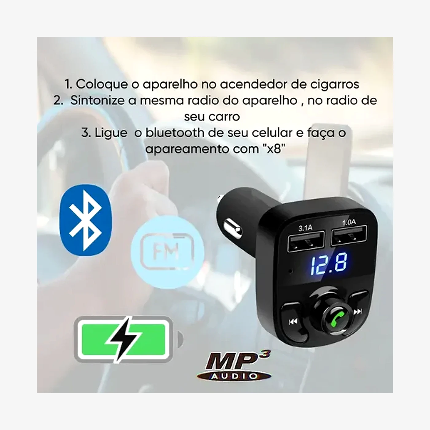 Cargador Para Auto Transmisor Bluetooth FM Car MP3 Player X8