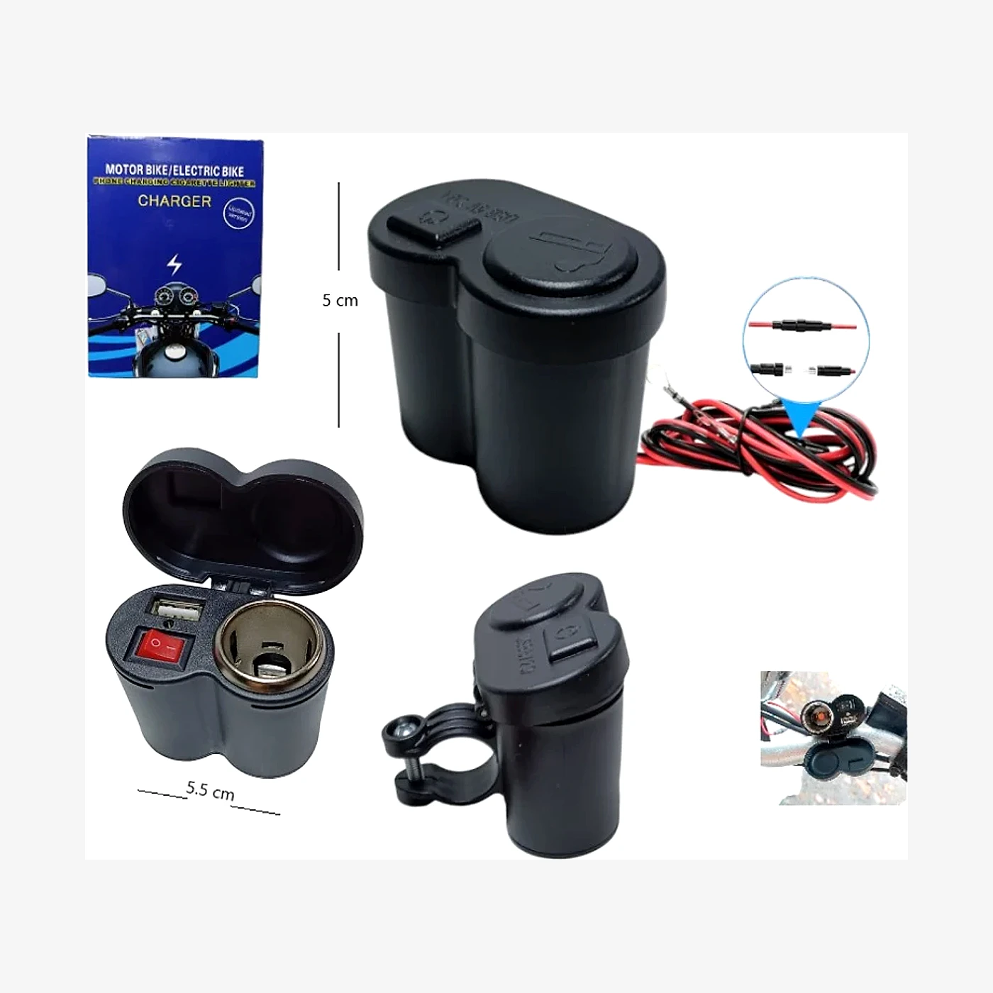 Cargador Para Moto USB Encendedor Cigarrillo