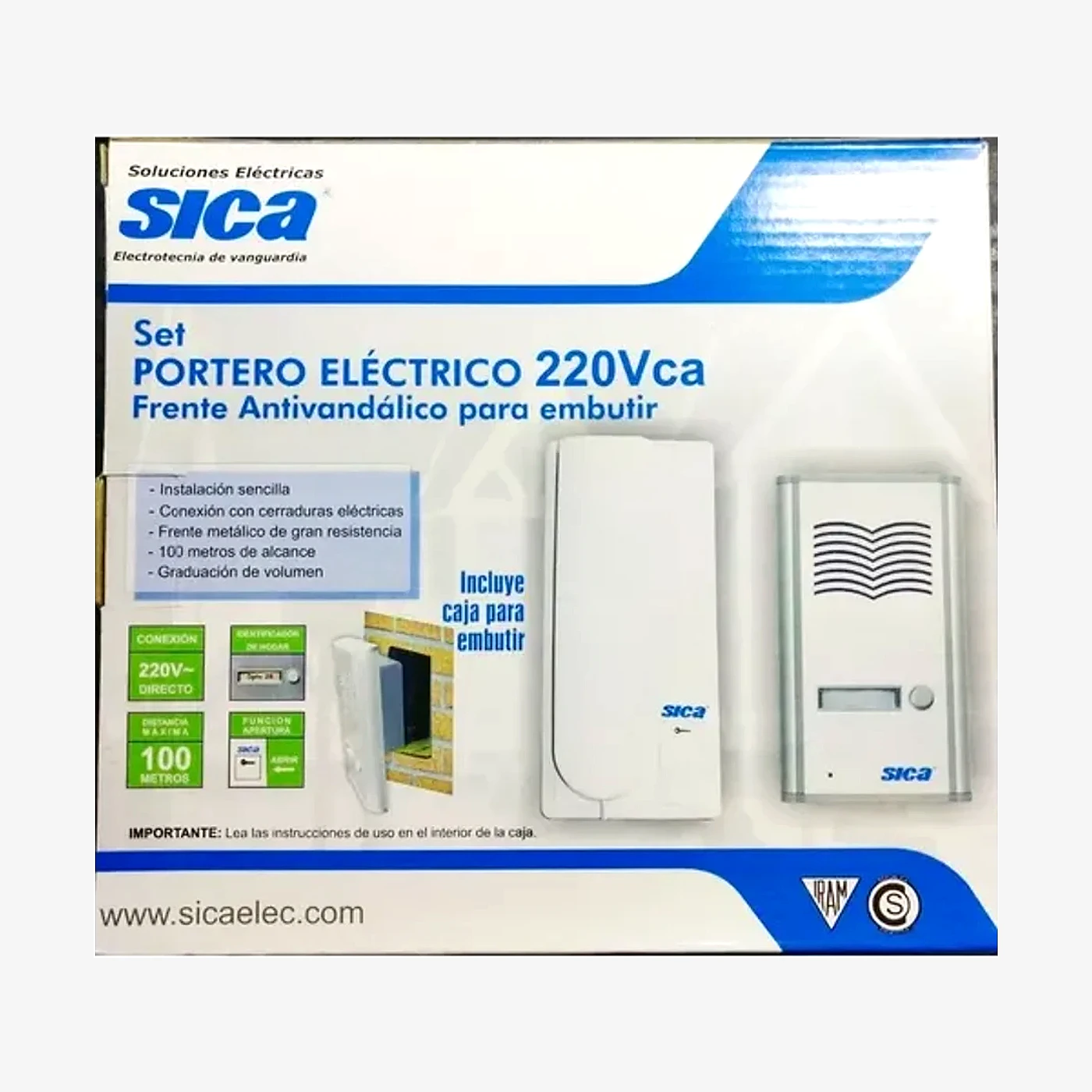 Portero Elecrtrico 220V Ca Frente Antivandalico Para Embutir Sica