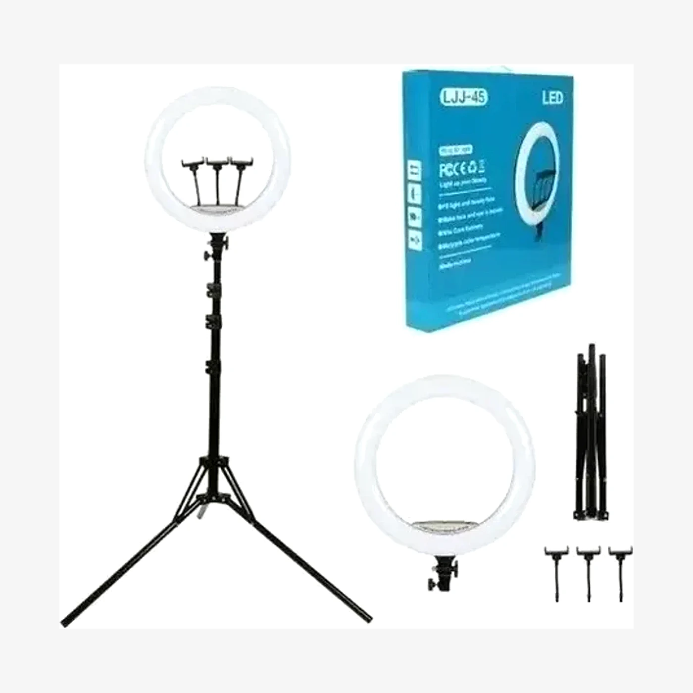 Aro LED 45CM Luz LED Blanca Y Calida 3 Soportes Con Tripode