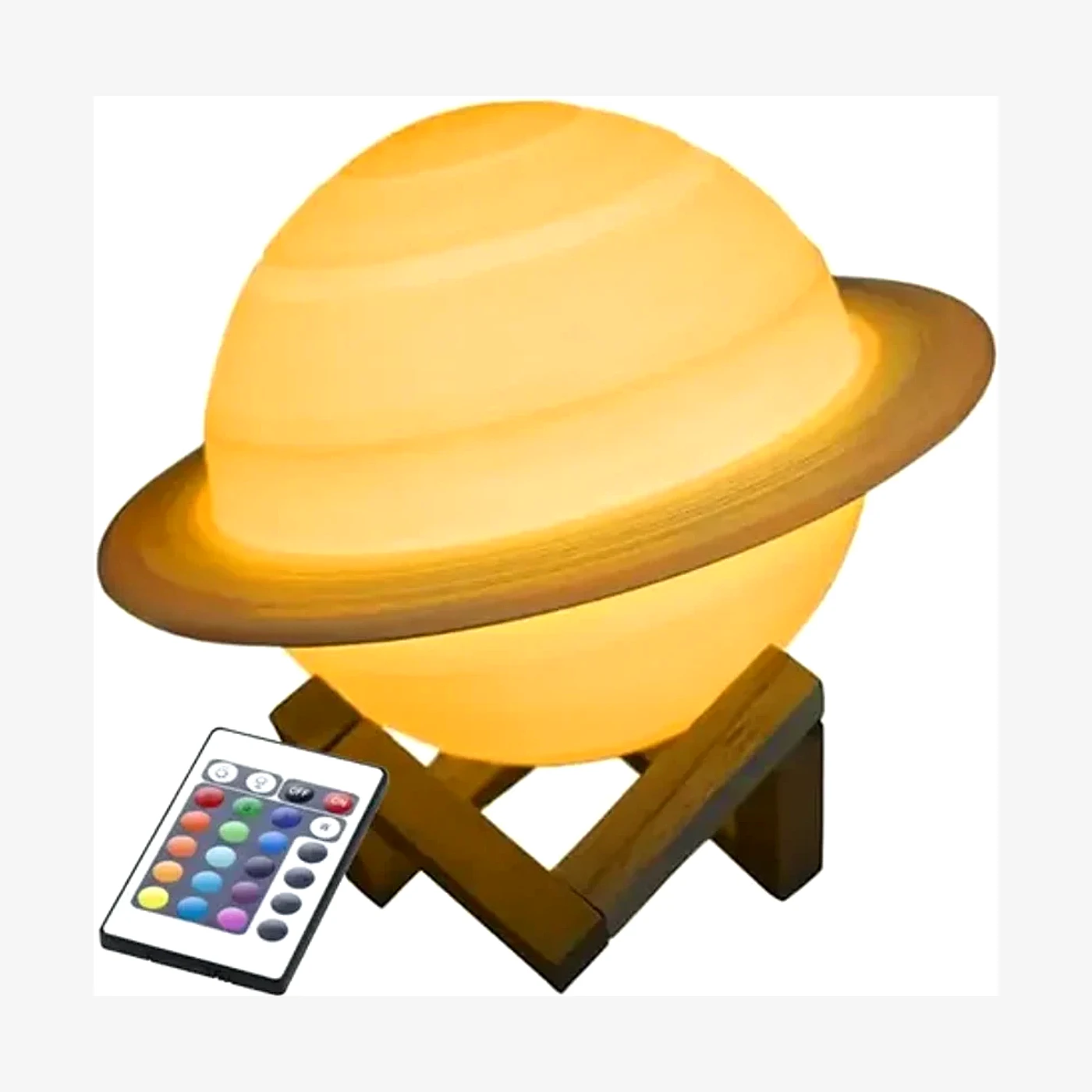 Decoracion Luz LED Planeta Saturno Con Soporte