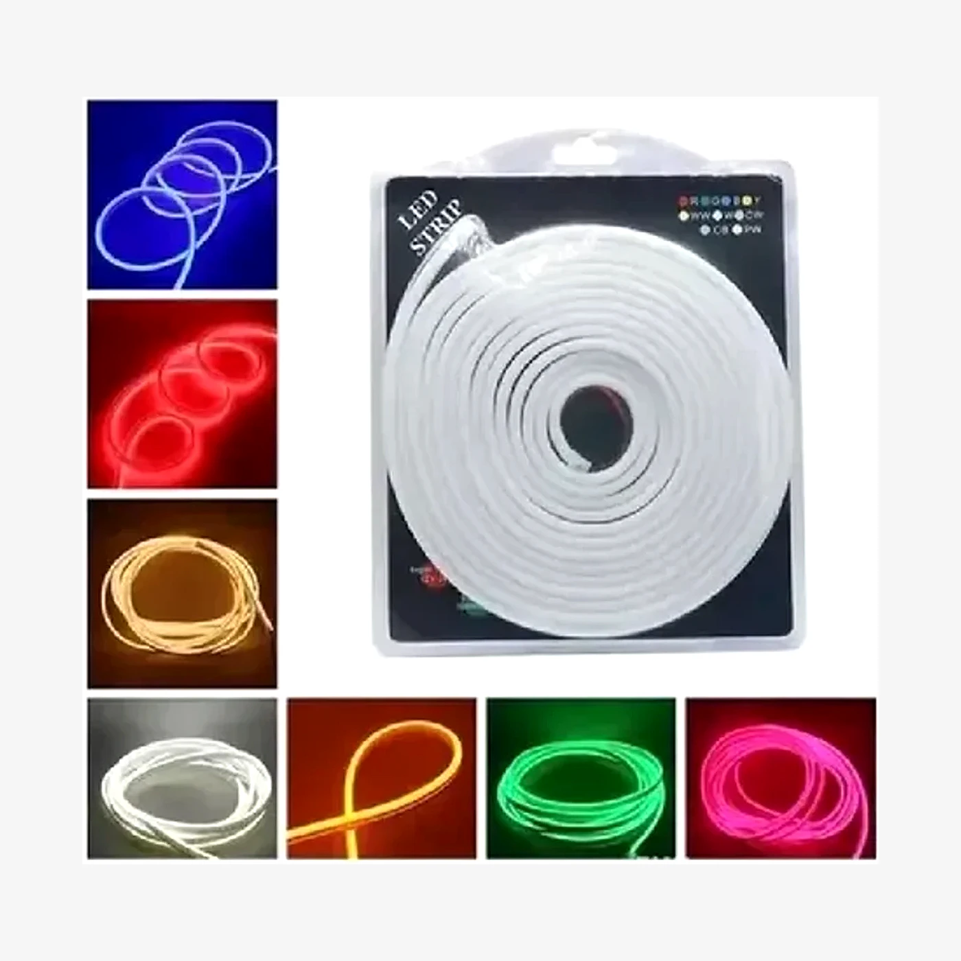 Tira De Neon 5M Con Tranformador Color Blanco