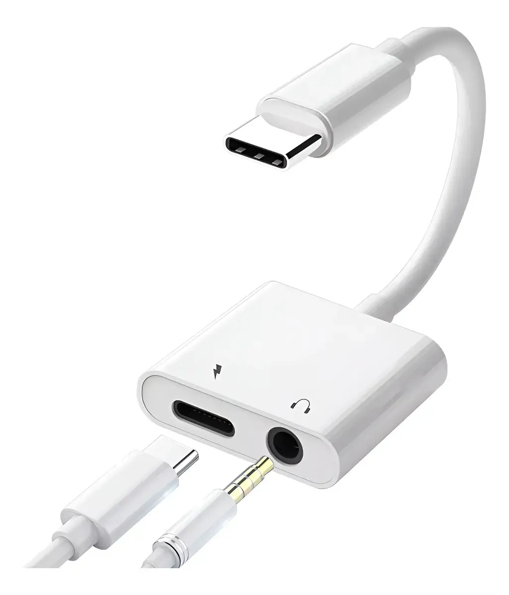 Adaptador Tipo C Macho A Tipo C Hembra Cargador Y Plug 3.5 Hembra Para Celular
