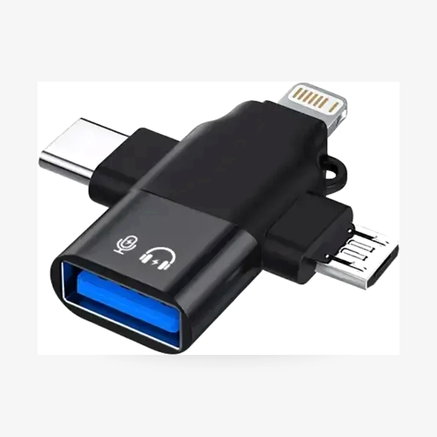 Adaptador Otg 3 En 1 USB Hembra A 2 Tipo C Macho Y Micro USB Hembra