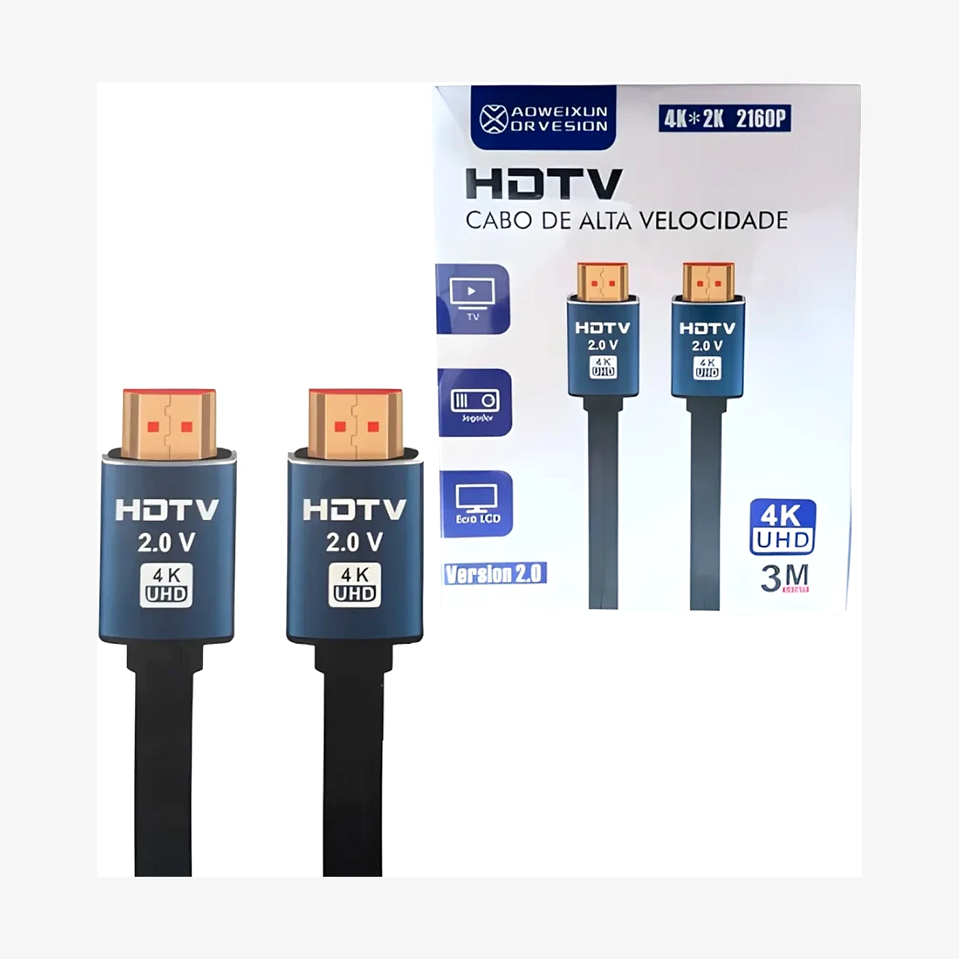 Cable HDMI Alta Velocidad Hdtv 3 Metros Aoweixun Or Vesion 4K
