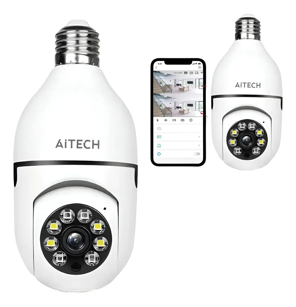 Camara De Seguridad Tipo Foco Aitech WIFI 360 IP68