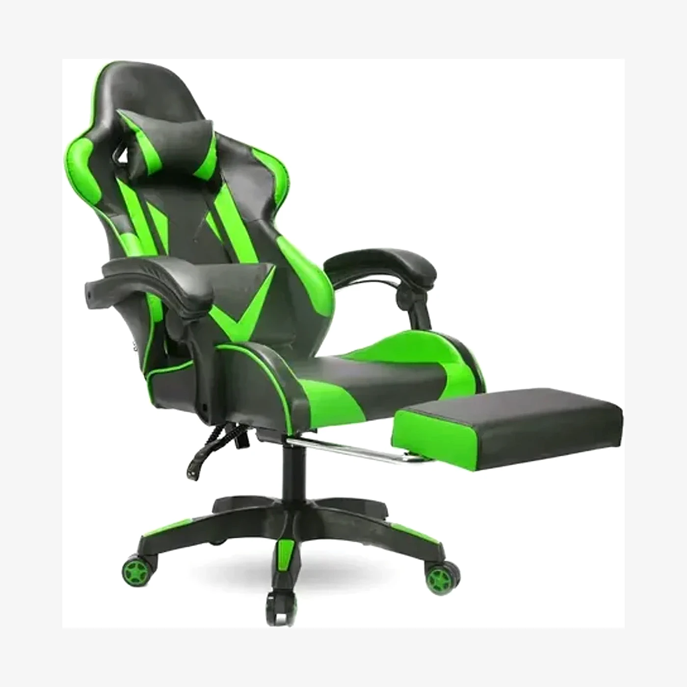 Silla Gamer Bultec Verde Ergonomica Con Apolla Pies